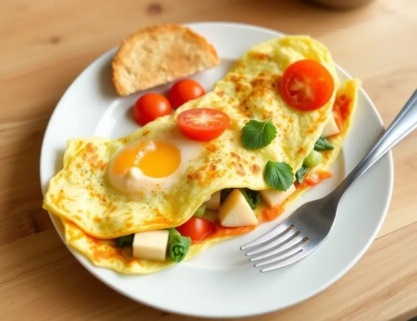 Быстрый завтрак: омлет с овощами